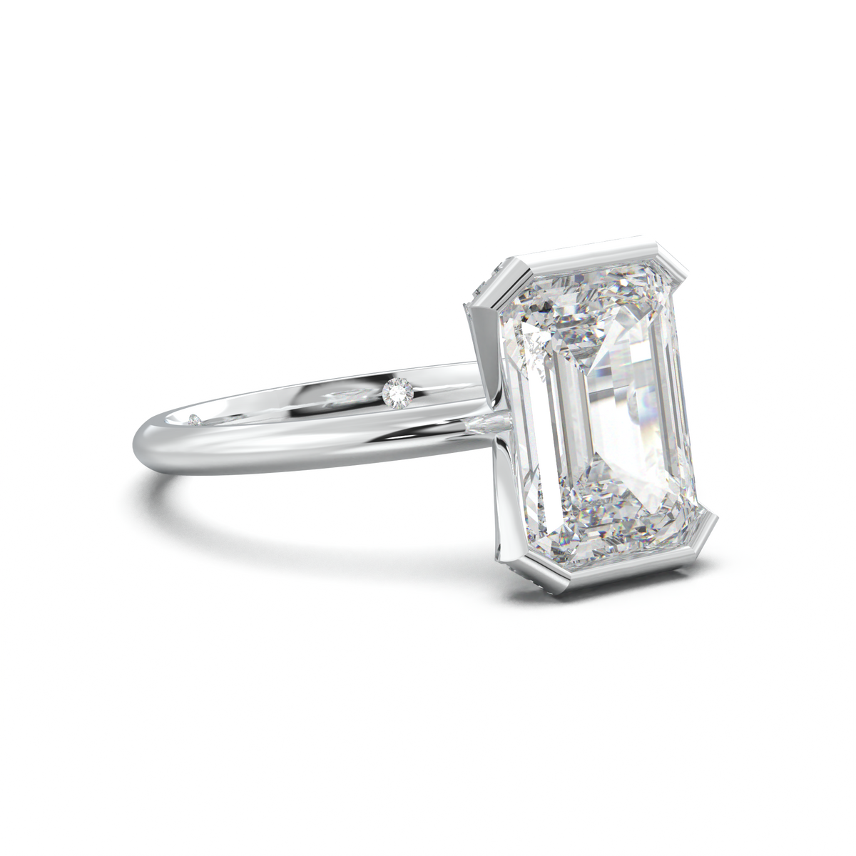 Emerald Hidden Halo Engagement Ring