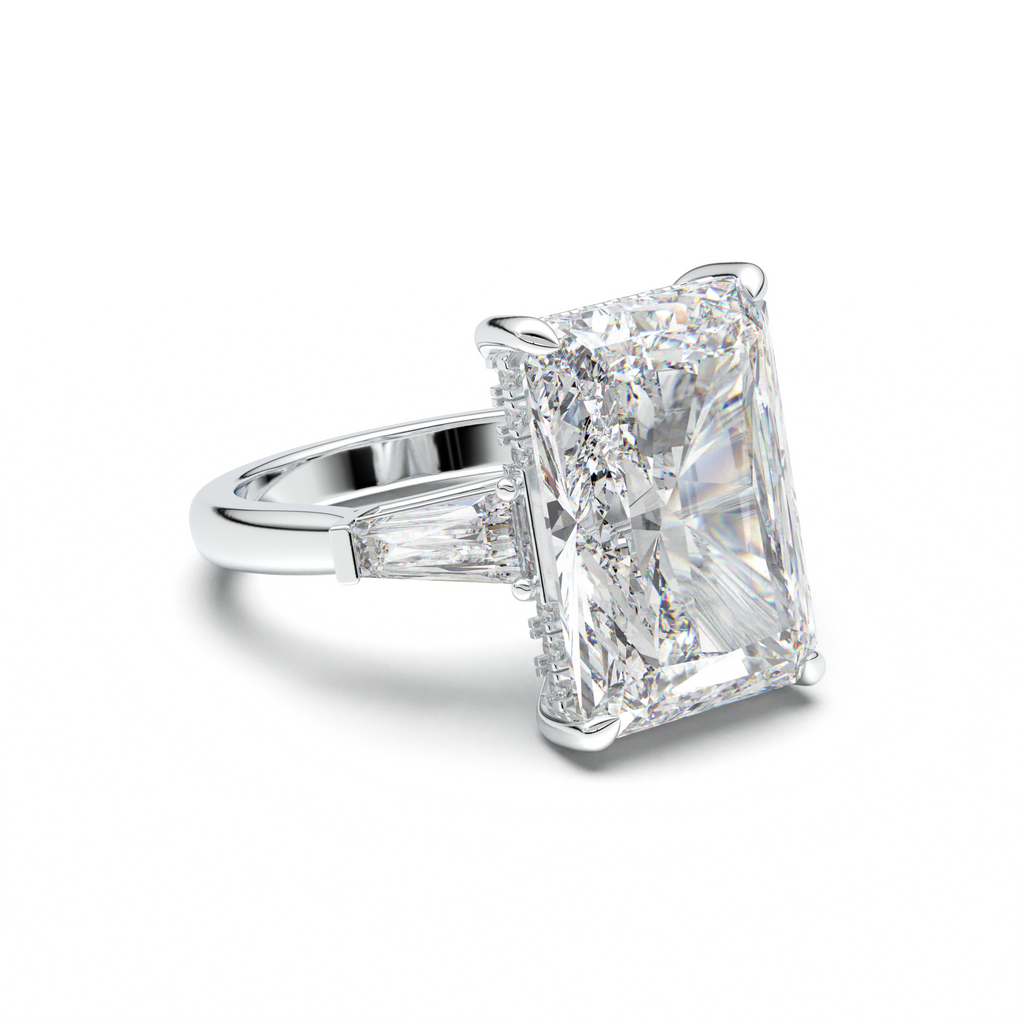 Radiant Baguette Hidden Halo Engagement Ring