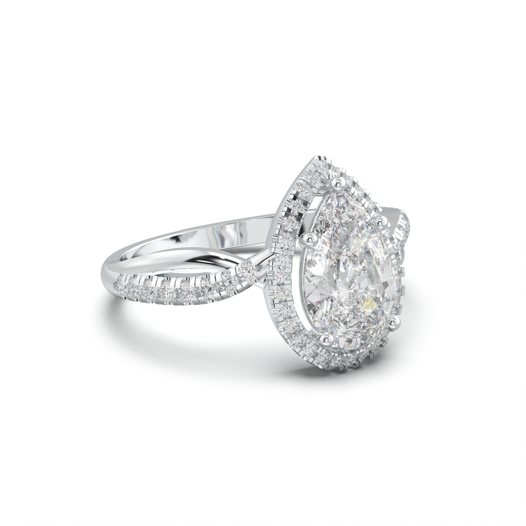 Pear Halo Twisted Pavé Engagement Ring