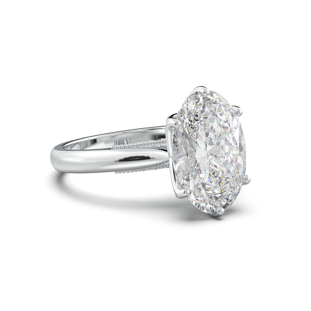 Oval Tulip Setting Hidden bridge Halo Engagement Ring