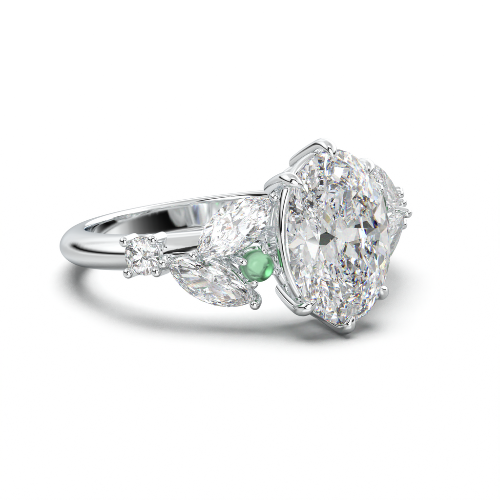 Oval Marquise-Accent Engagement Ring