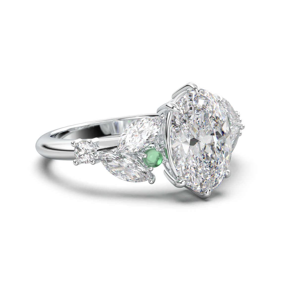 Oval Marquise-Accent Engagement Ring