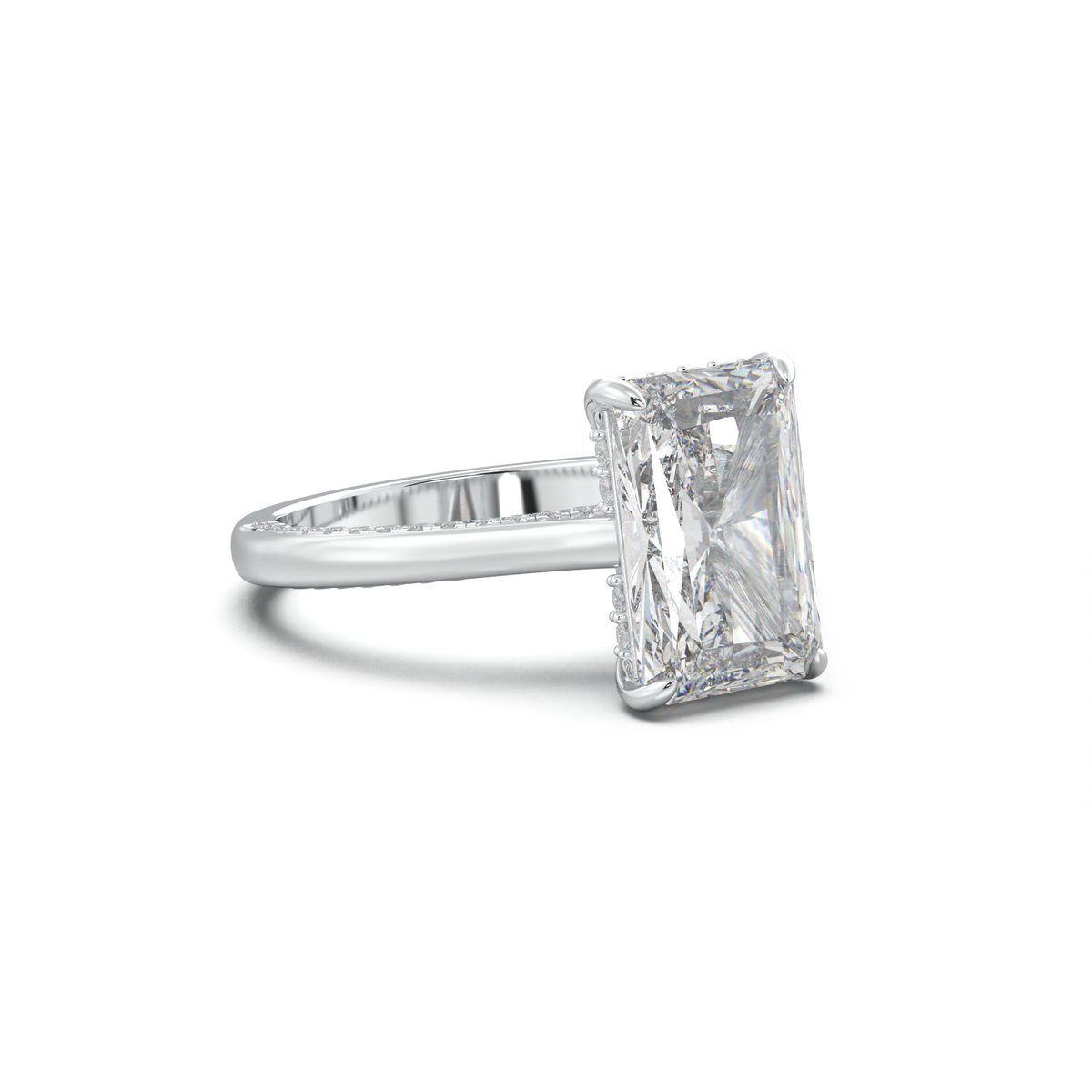 Radiant Pavé Hidden Halo Engagement Ring