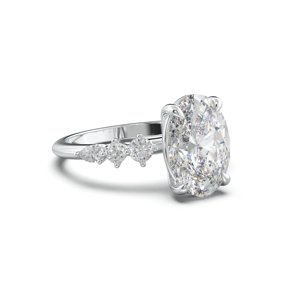 Oval Pear-Accent Engagement Ring