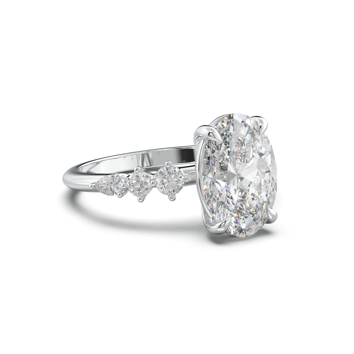 Oval Pear-Accent Engagement Ring