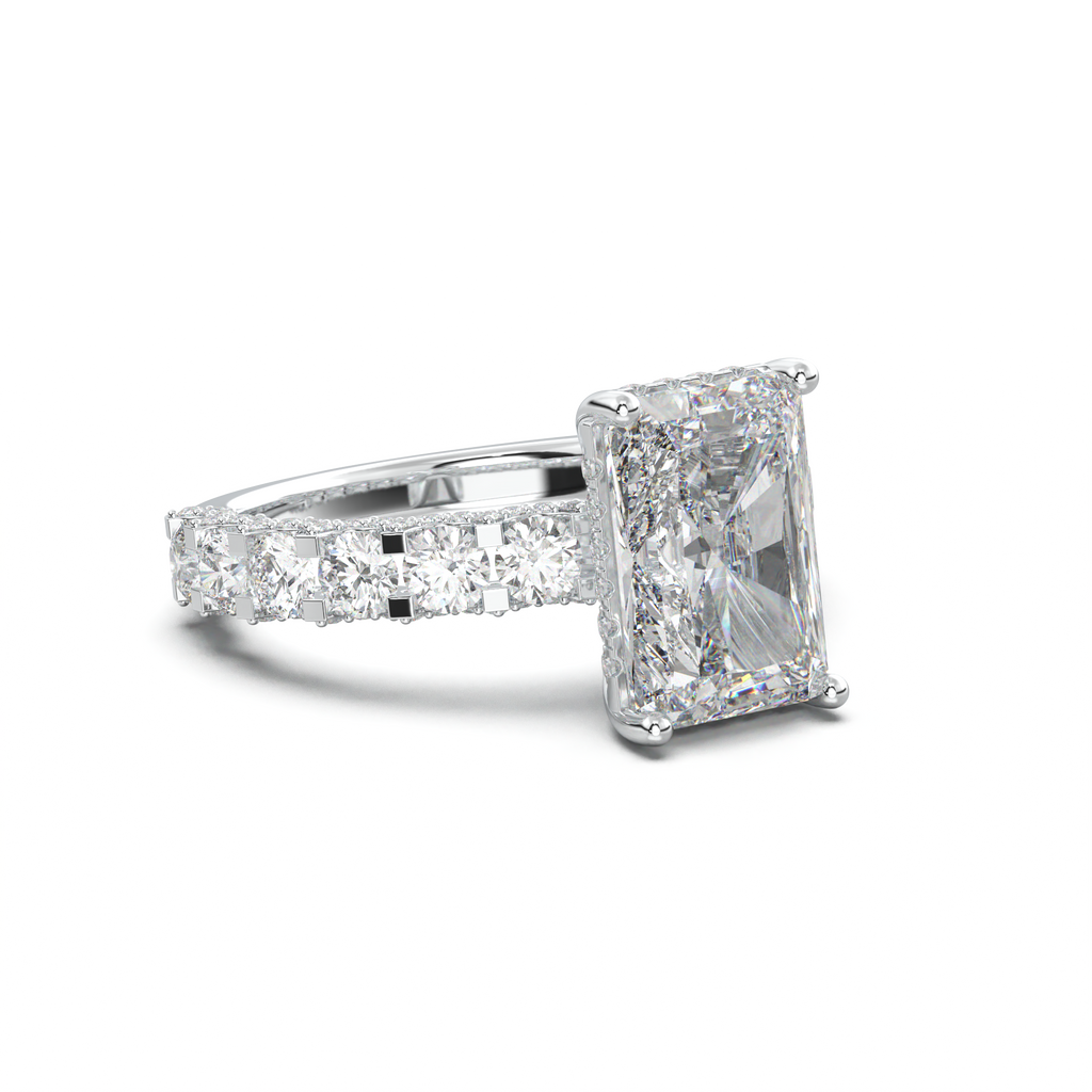 Radiant Diamond Band Engagement Ring