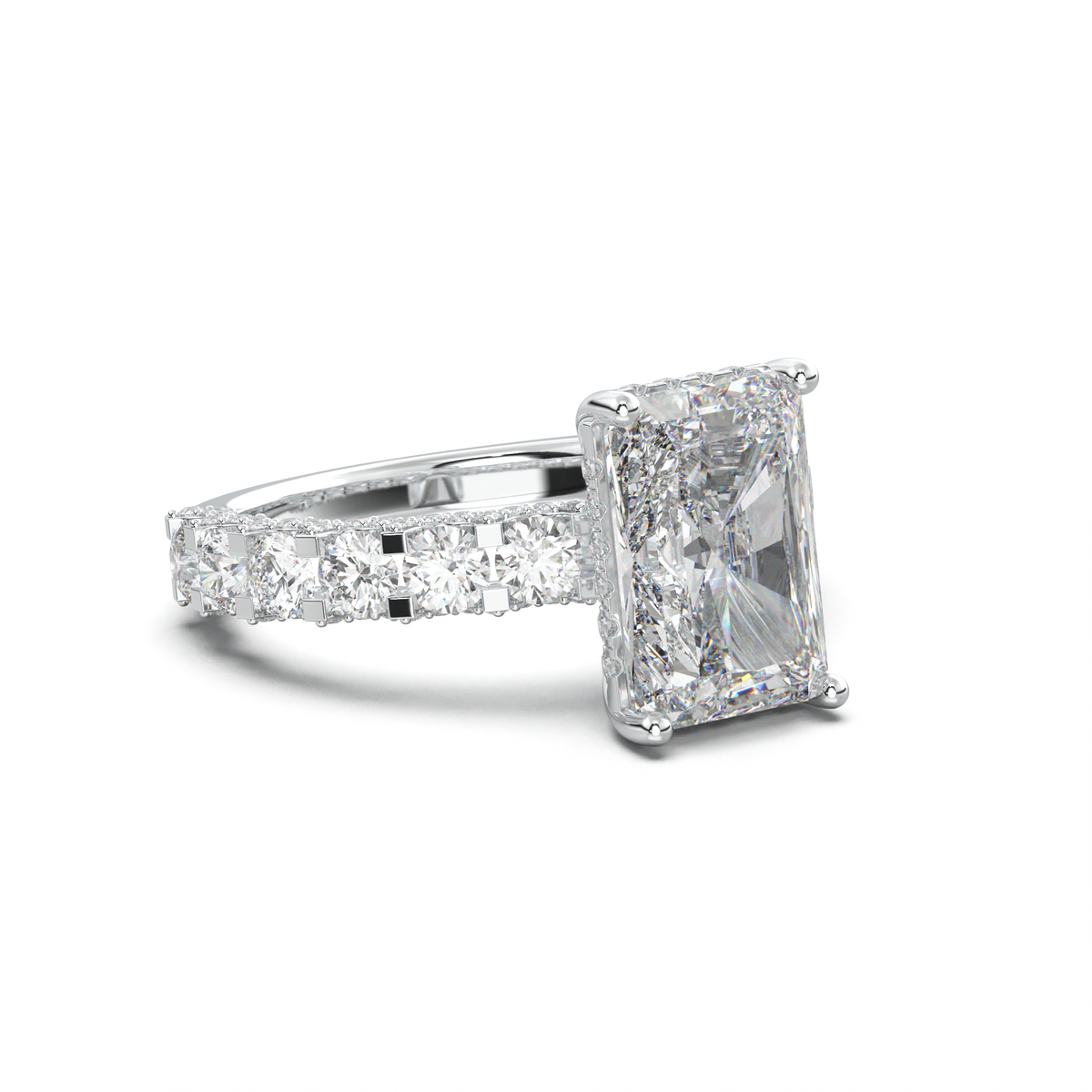 Radiant Diamond Band Engagement Ring