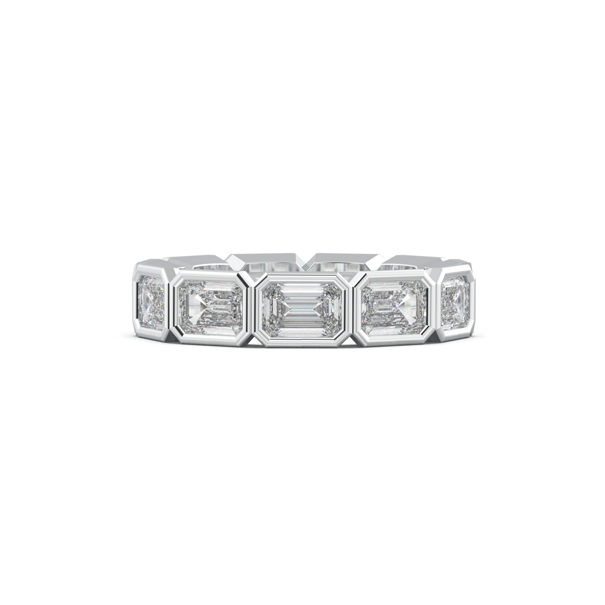 Emerald-Cut Bezel-Style Eternity Wedding Band