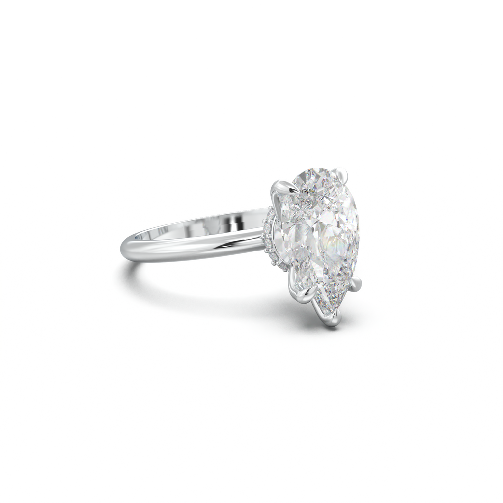 Pear Hidden Halo Engagement Ring