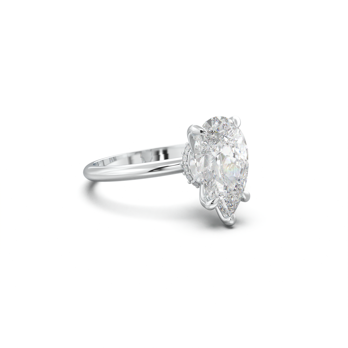 Pear Hidden Halo Engagement Ring