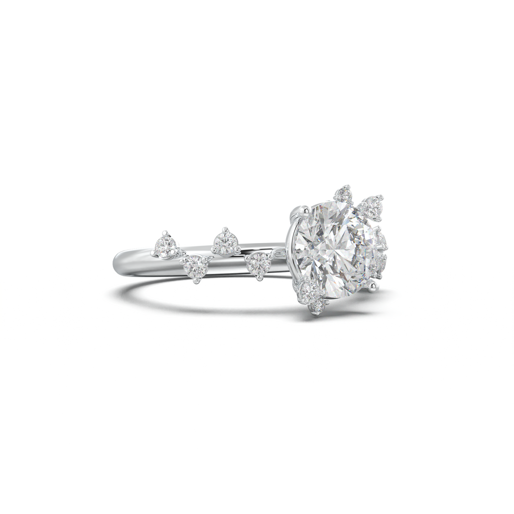Round Botanical Accent Engagement Ring