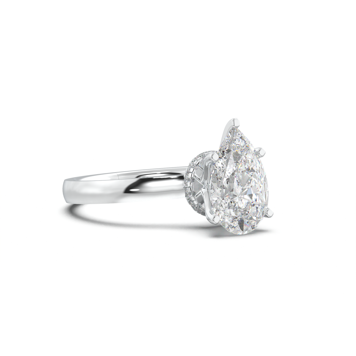 Pear Hidden Halo Engagement Ring