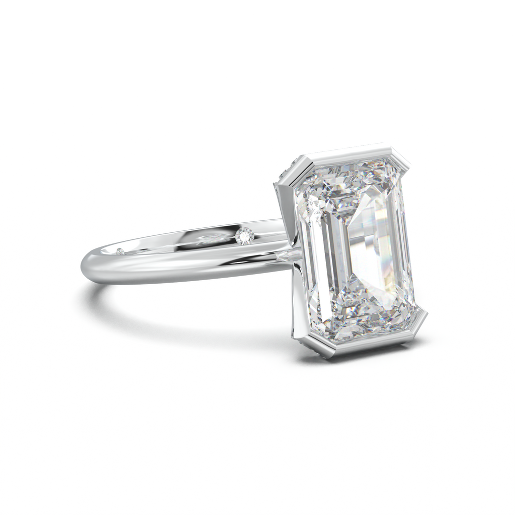 Emerald Hidden Halo Engagement Ring
