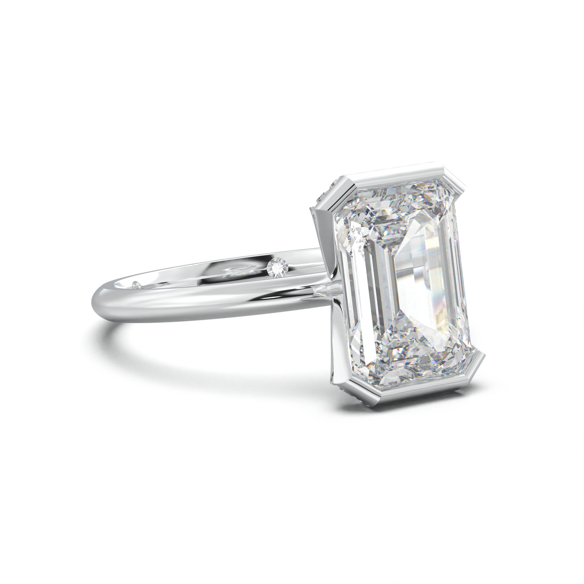 Emerald Hidden Halo Engagement Ring