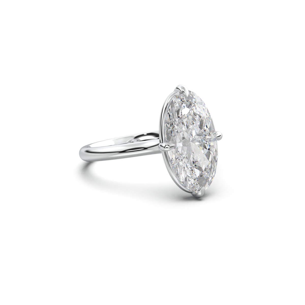 Elongated Moval Solitaire Engagement Ring