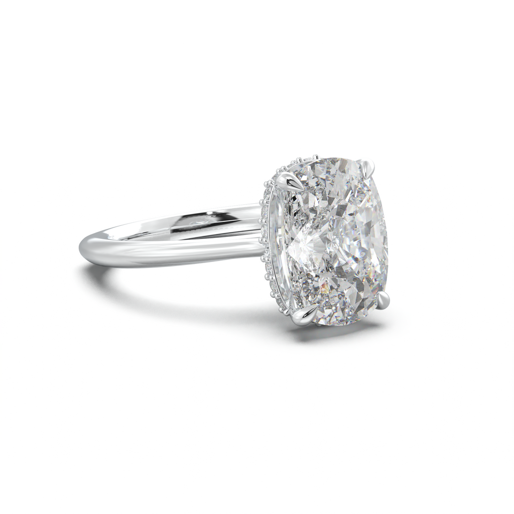 Cushion Hidden Halo Engagement Ring