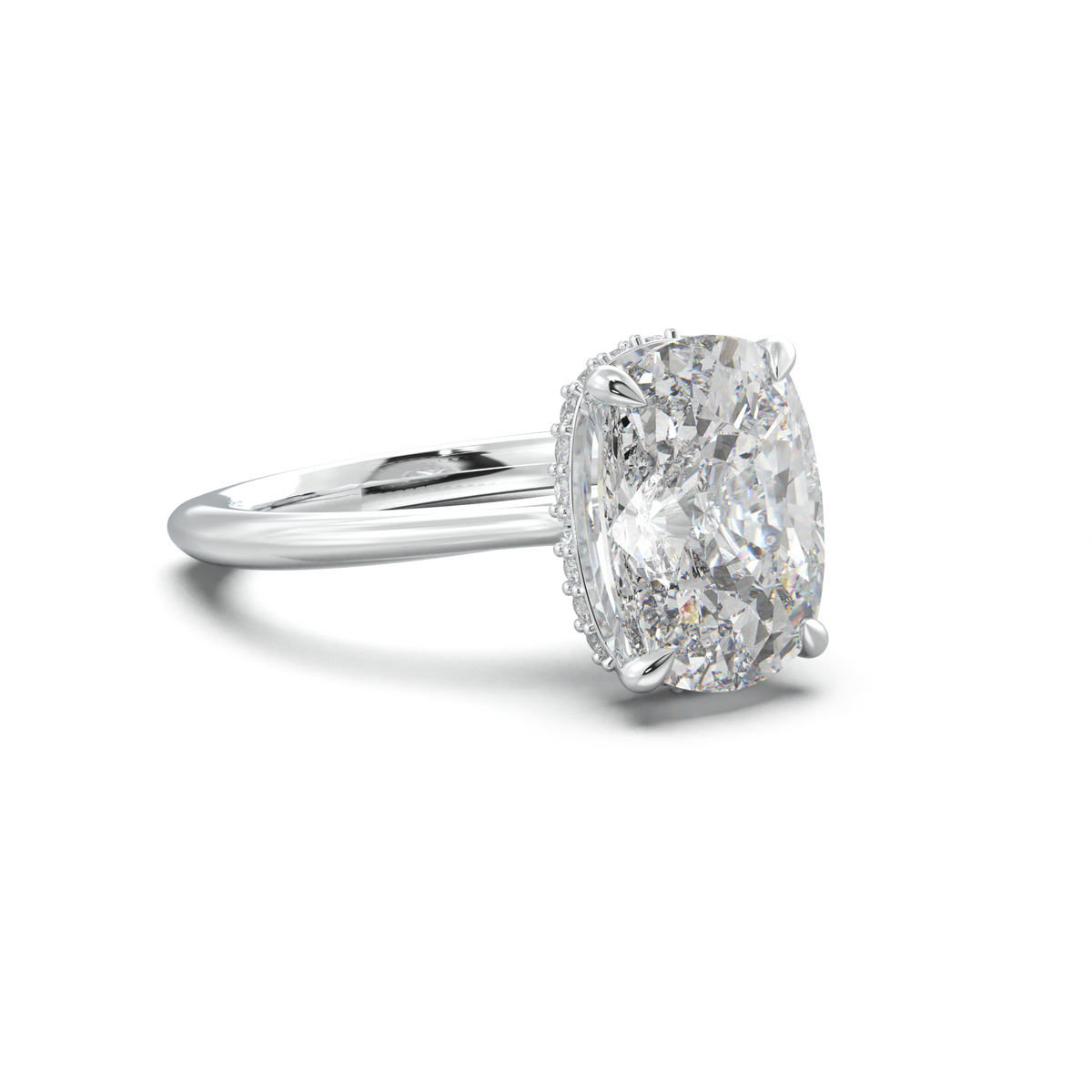 Cushion Hidden Halo Engagement Ring