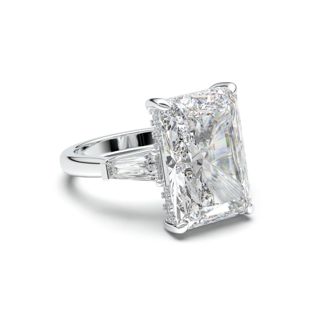 Radiant Baguette Hidden Halo Engagement Ring