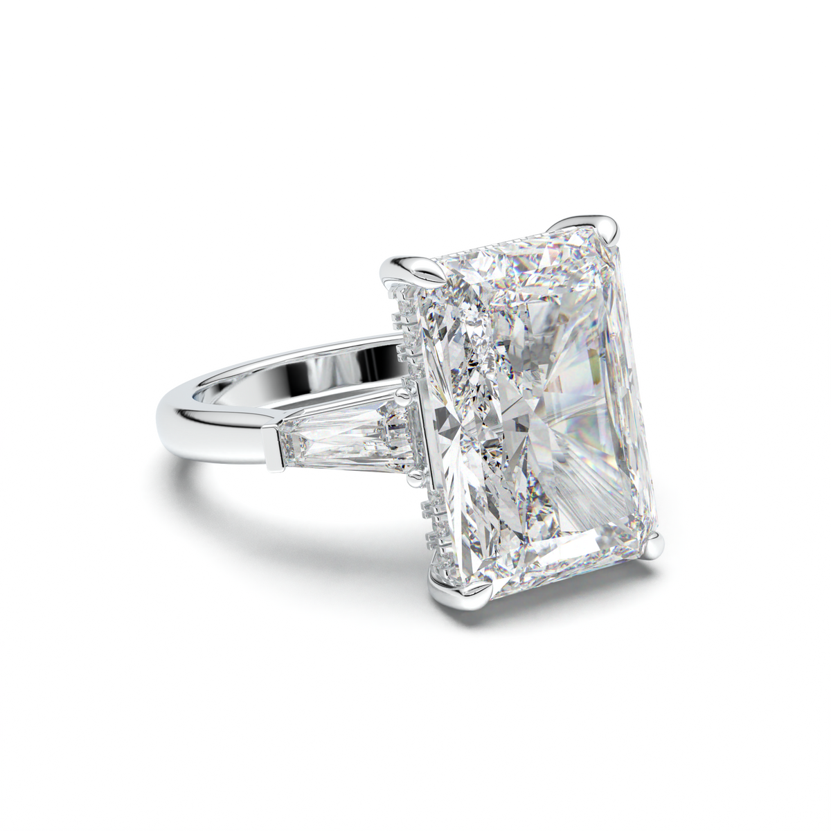 Radiant Baguette Hidden Halo Engagement Ring