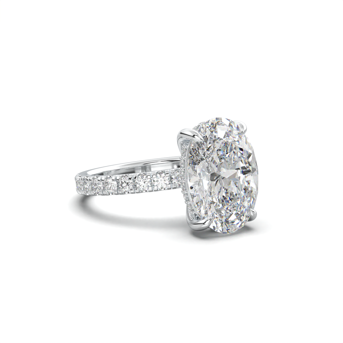 Oval Pavé Hidden Halo Engagement Ring