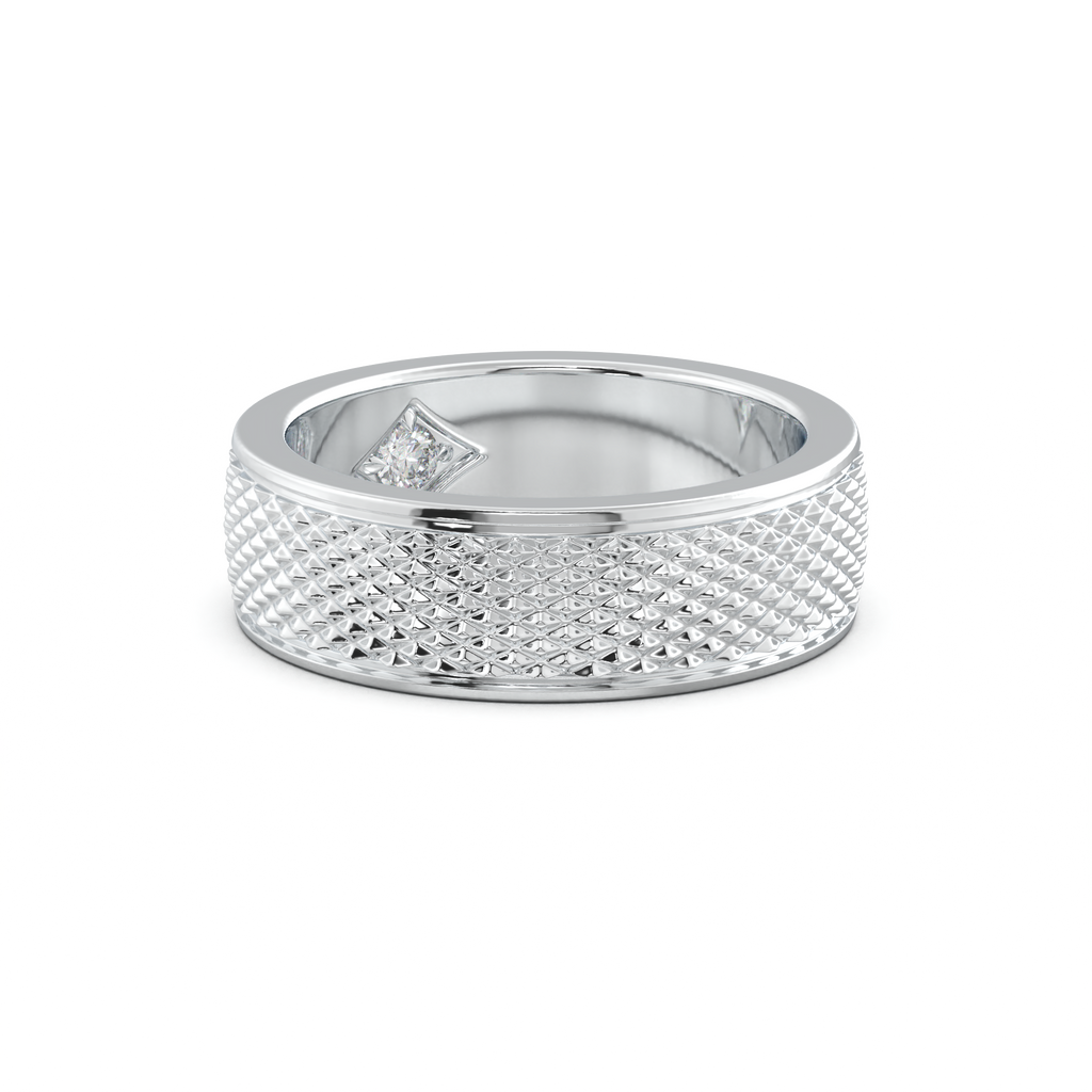 Diamond-Cut Textured Men's Wedding Band