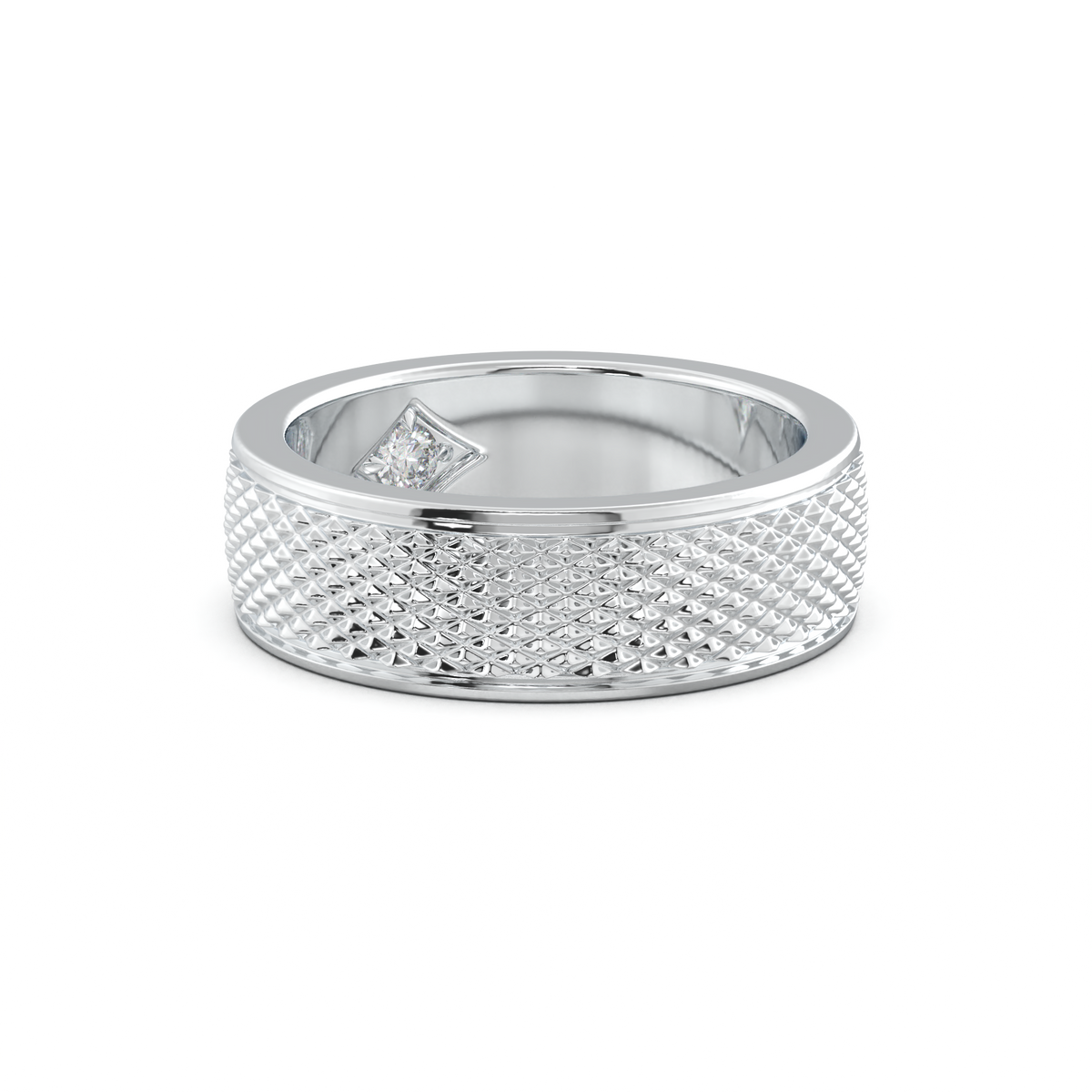 Diamond-Cut Textured Men's Wedding Band