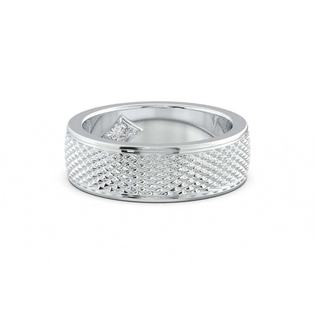 Diamond-Cut Textured Men's Wedding Band