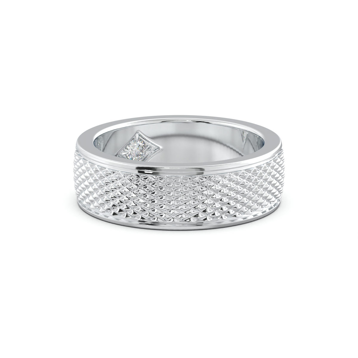 Diamond-Cut Textured Men's Wedding Band