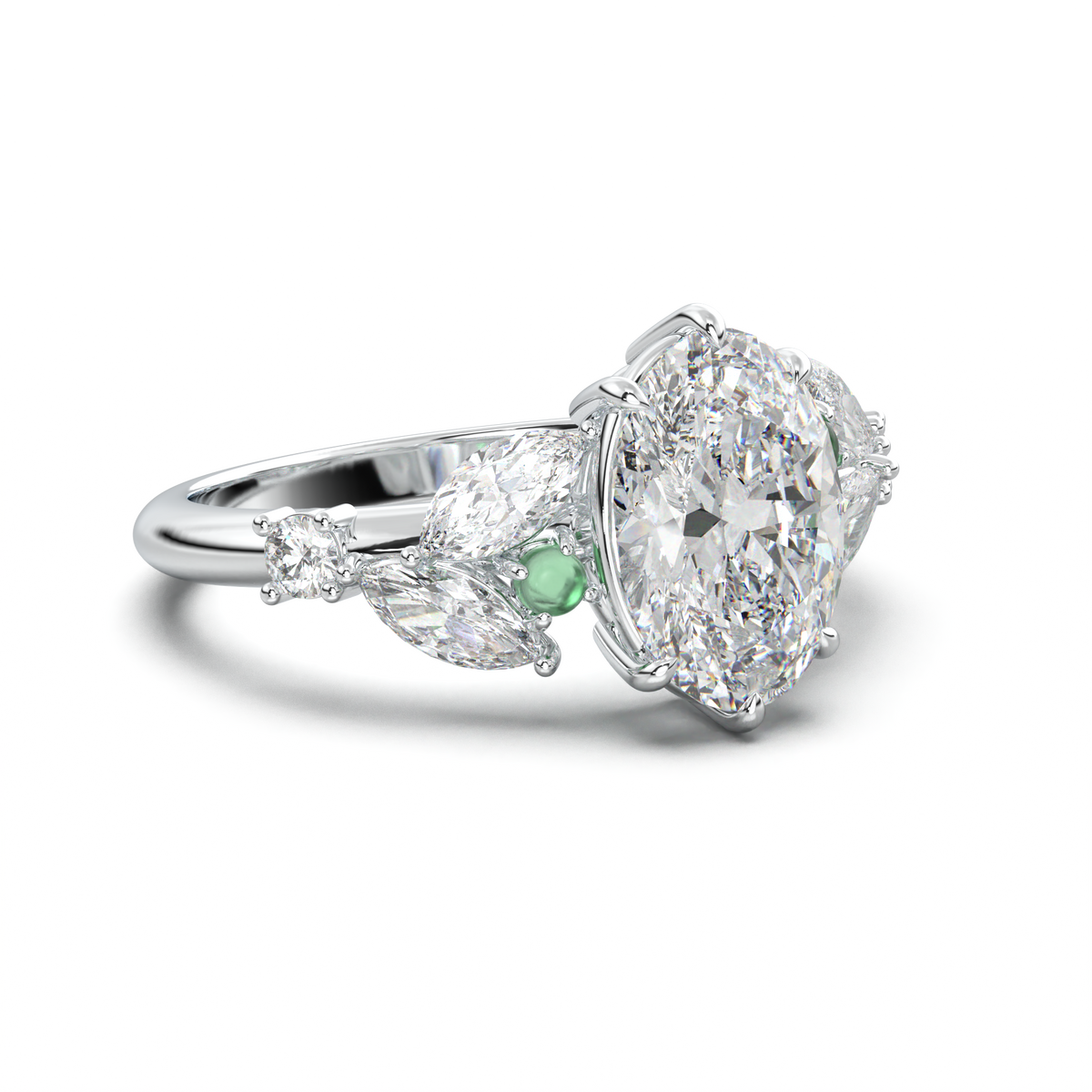 Oval Marquise-Accent Engagement Ring