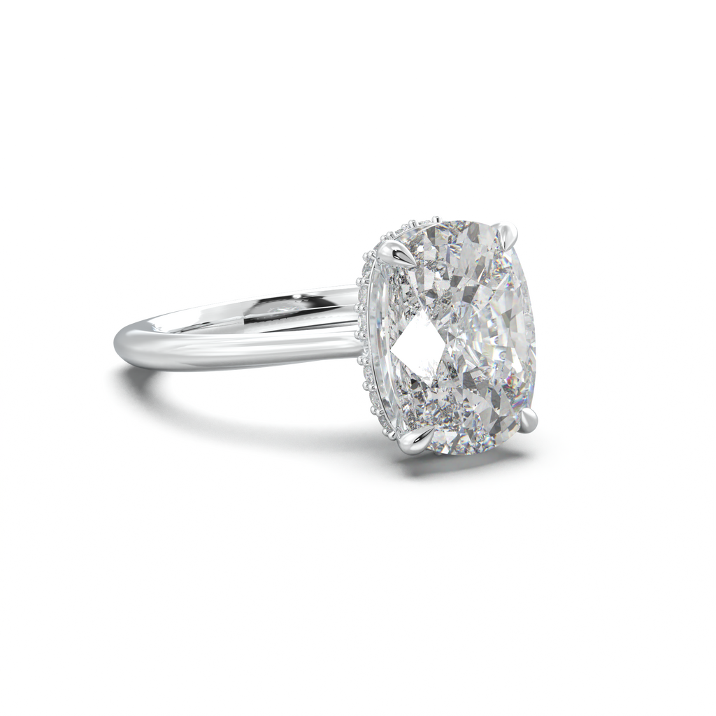 Cushion Hidden Halo Engagement Ring