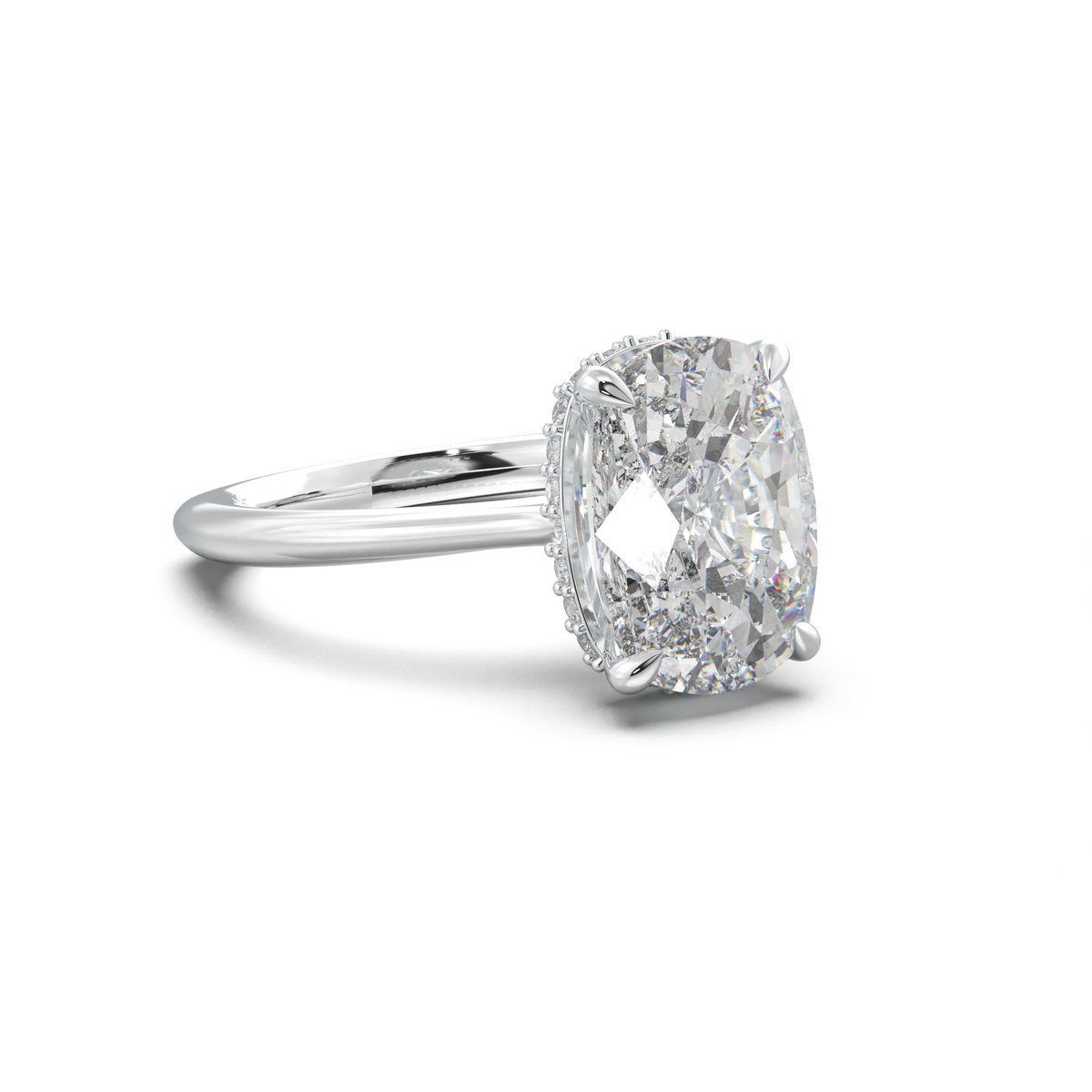 Cushion Hidden Halo Engagement Ring