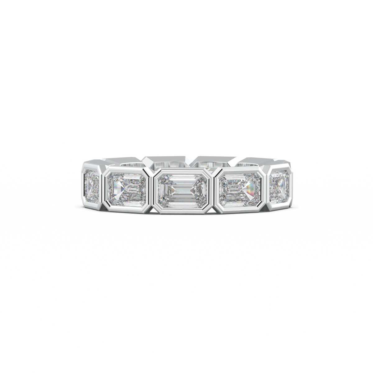Emerald-Cut Bezel-Style Eternity Wedding Band
