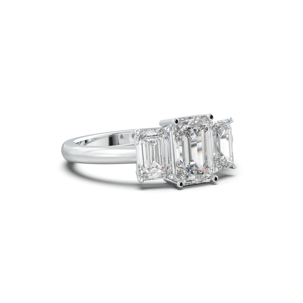 Emerald Three-Stone Engagement Ring