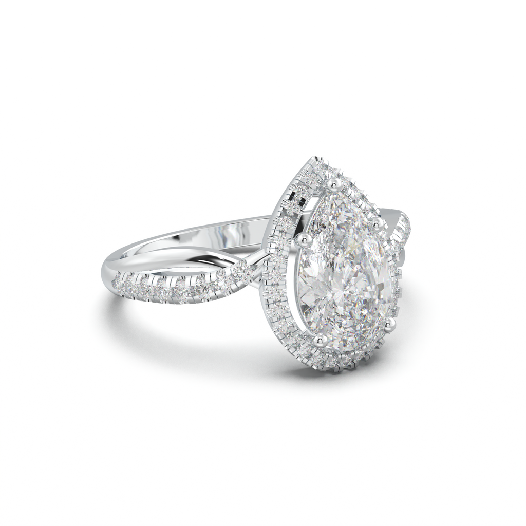 Pear Halo Twisted Pavé Engagement Ring
