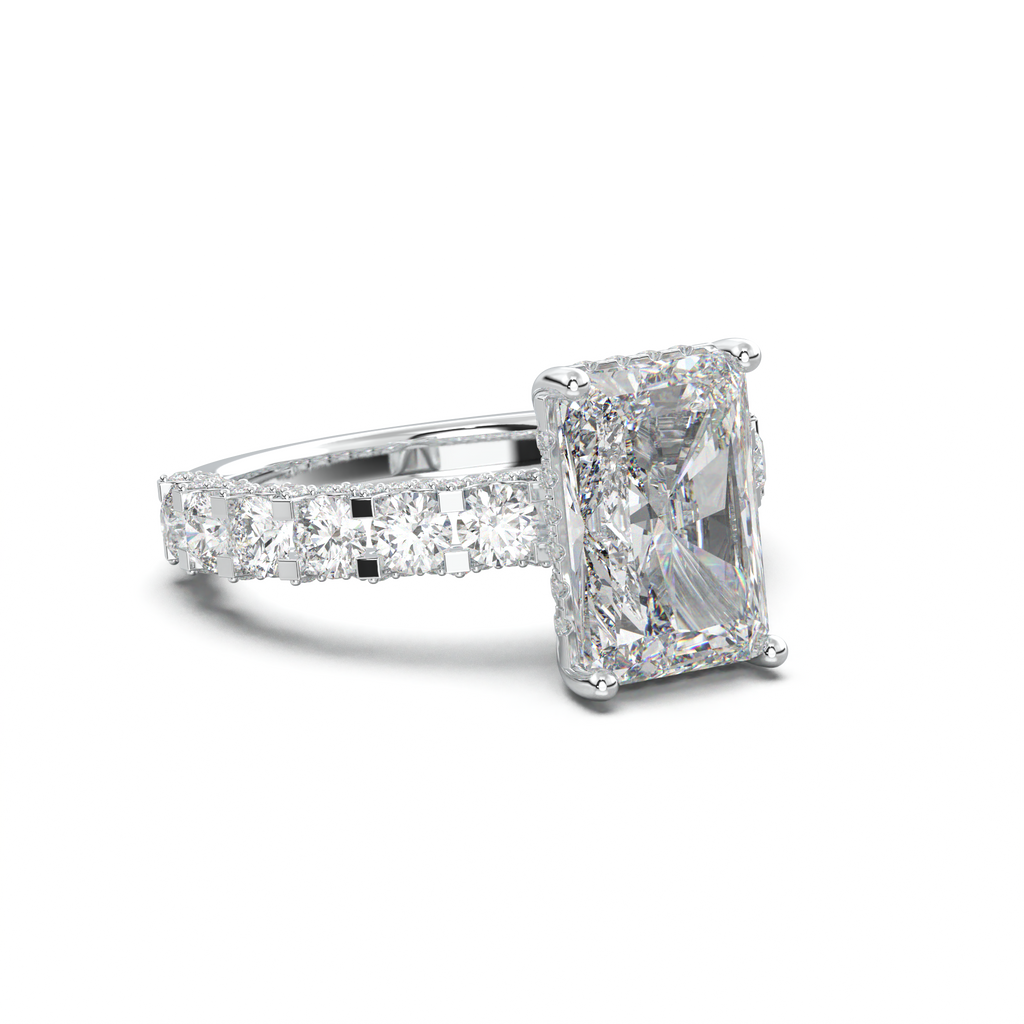 Radiant Diamond Band Engagement Ring