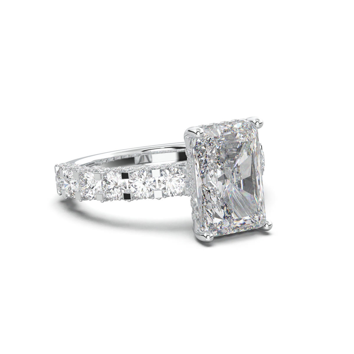 Radiant Diamond Band Engagement Ring