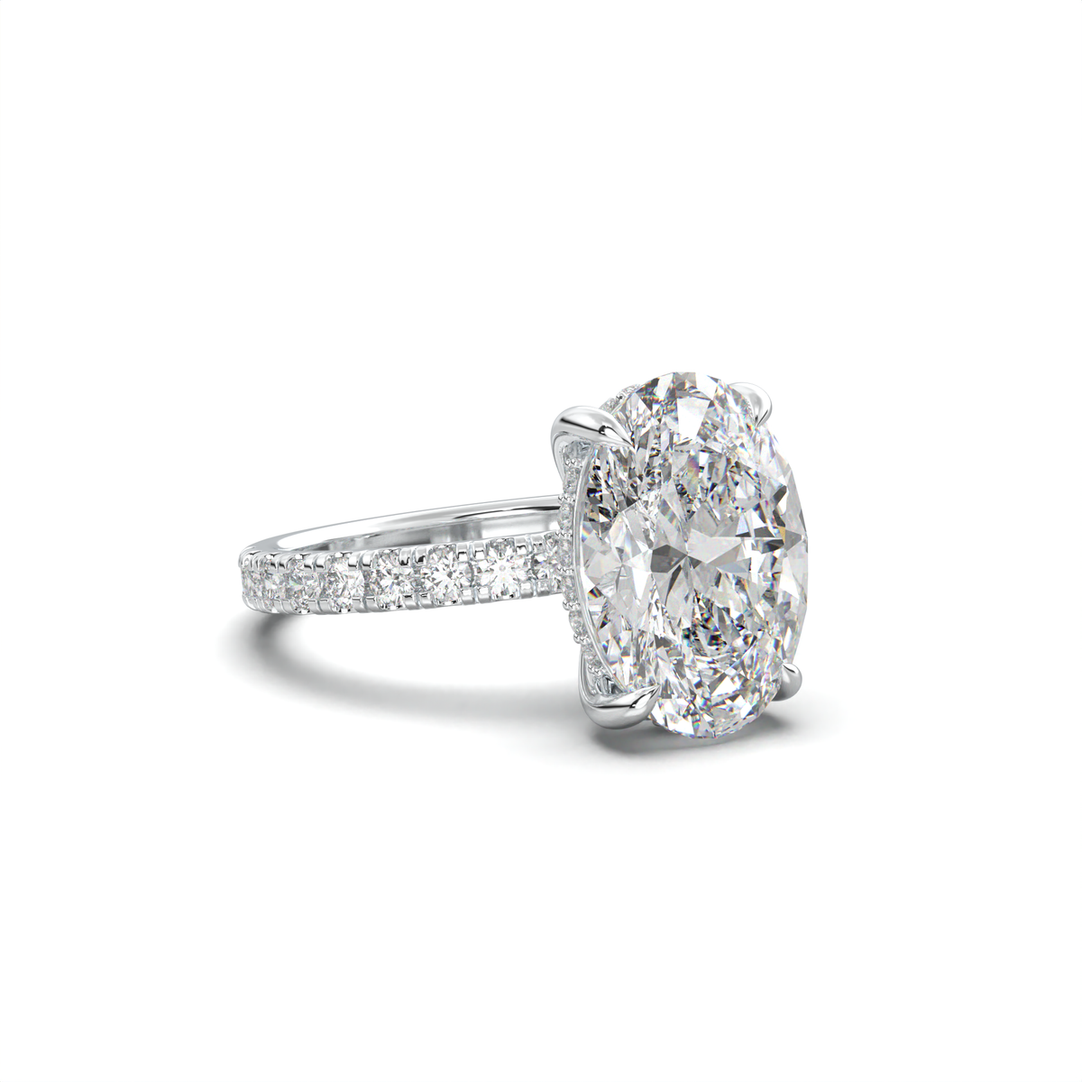 Oval Pavé Hidden Halo Engagement Ring
