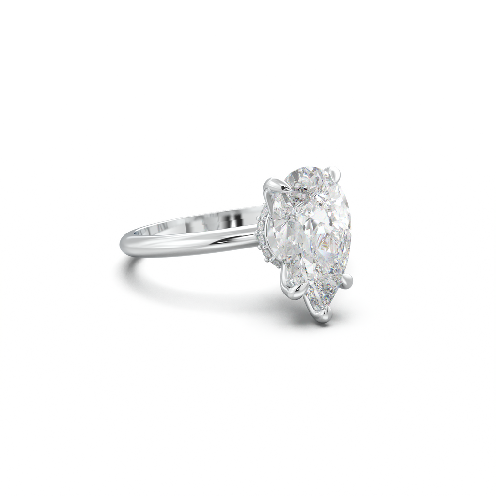 Pear Hidden Halo Engagement Ring