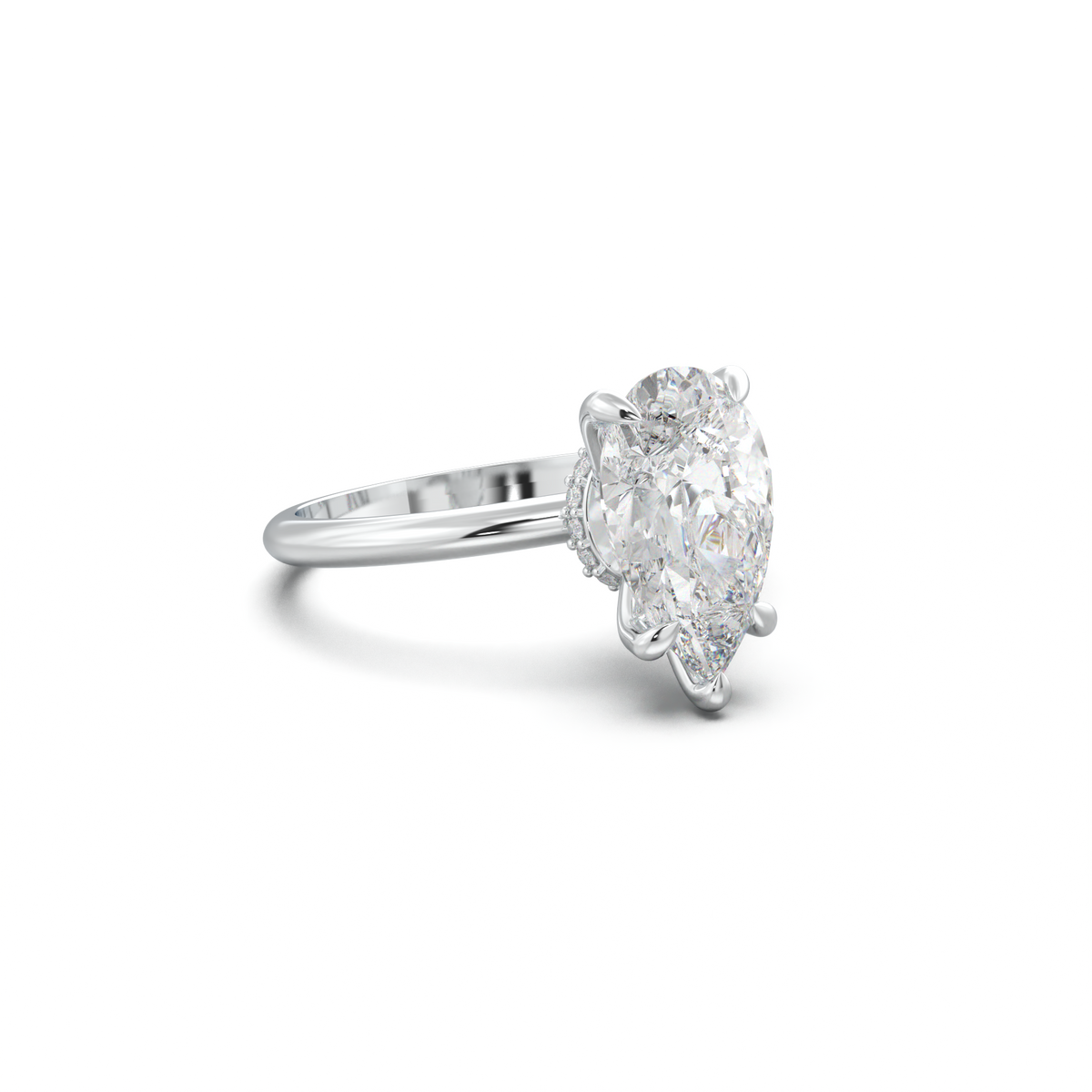 Pear Hidden Halo Engagement Ring
