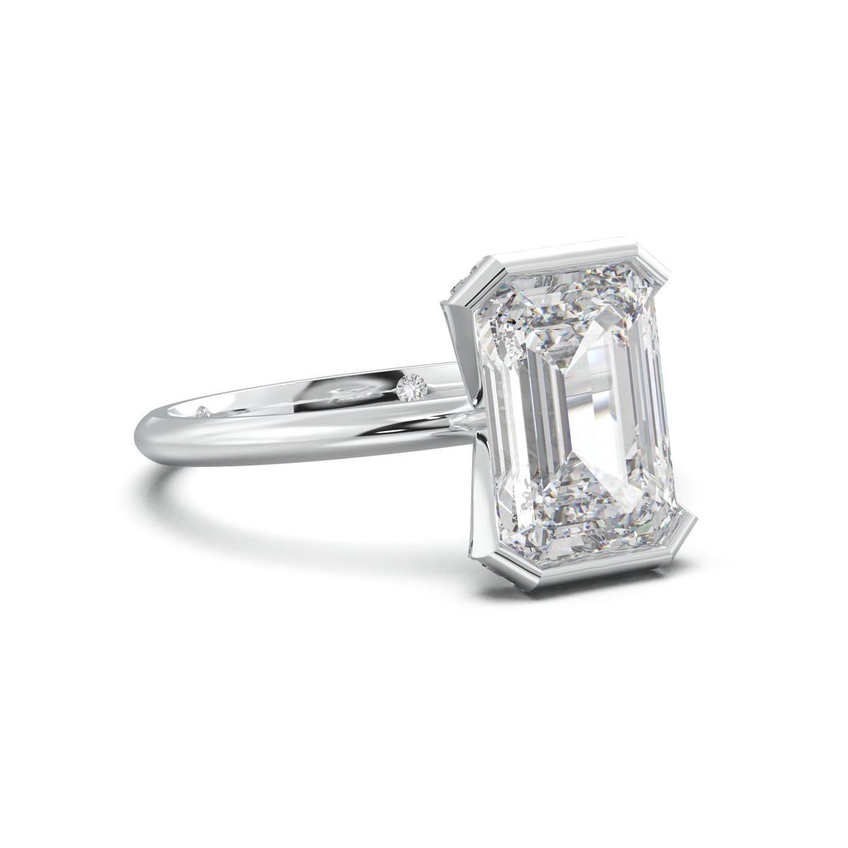Emerald Hidden Halo Engagement Ring