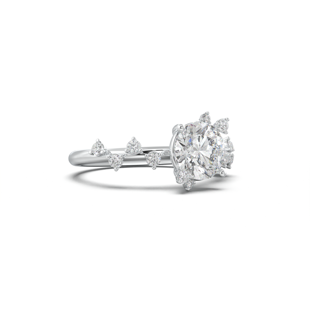 Round Botanical Accent Engagement Ring