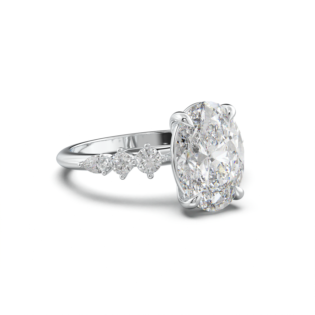 Oval Pear-Accent Engagement Ring