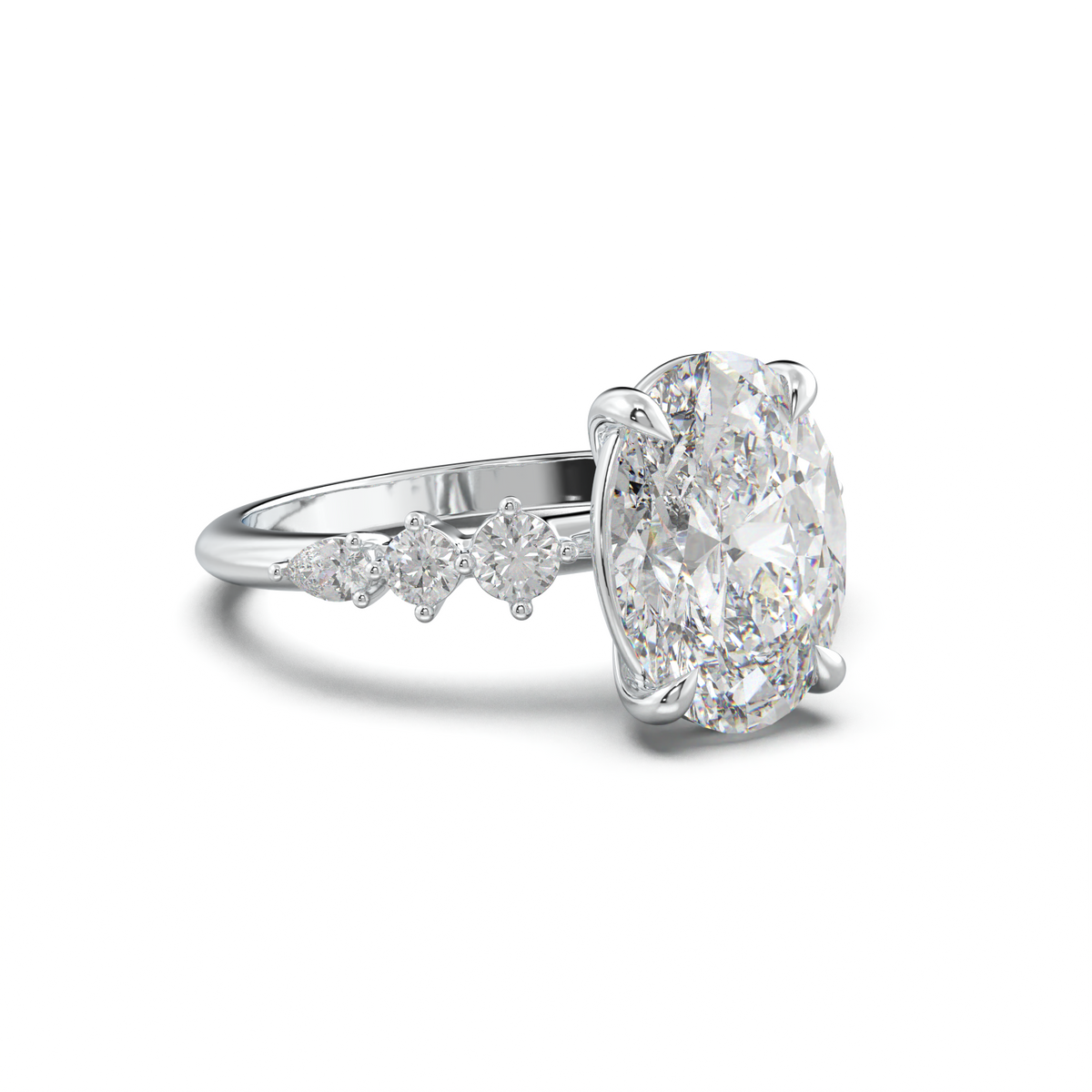 Oval Pear-Accent Engagement Ring