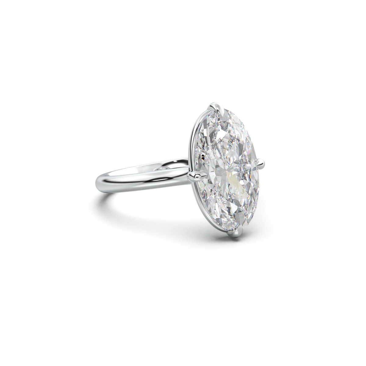 Elongated Moval Solitaire Engagement Ring