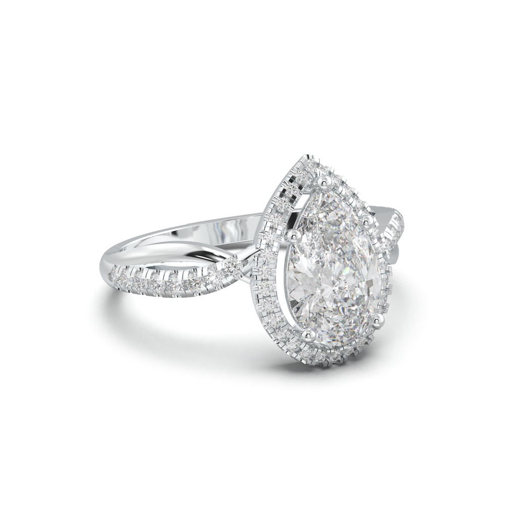 Pear Halo Twisted Pavé Engagement Ring