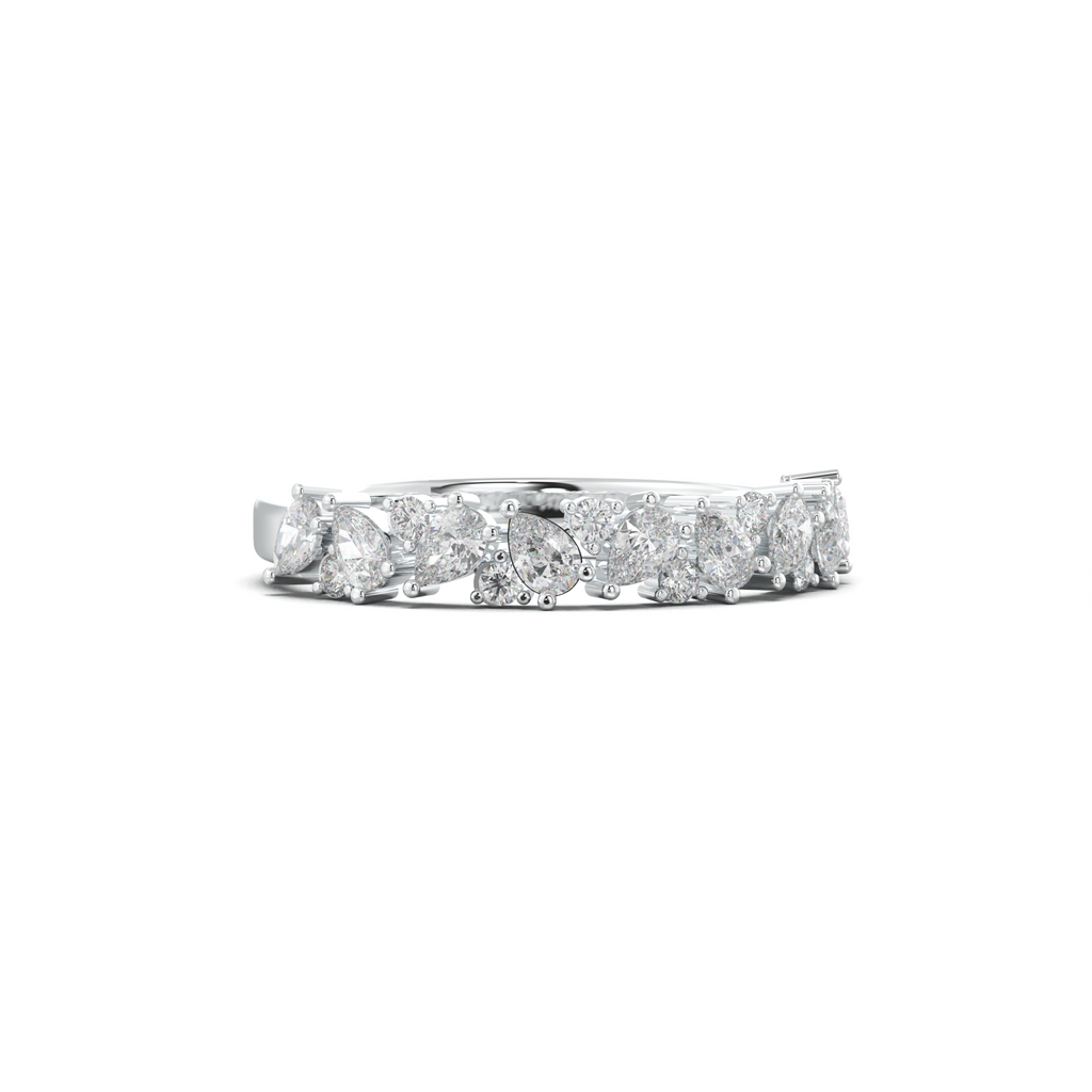 Alternating Pear & Round Half-Eternity Wedding Band
