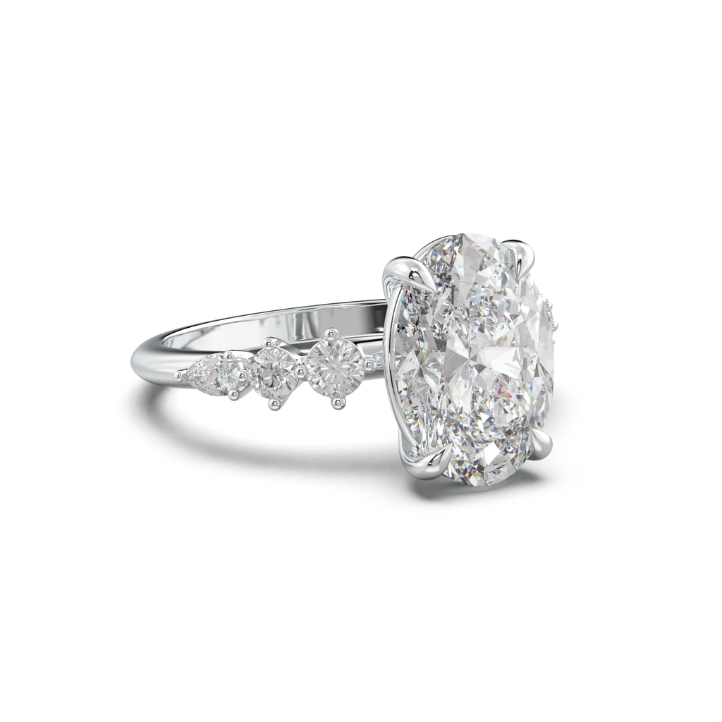 Oval Pear-Accent Engagement Ring