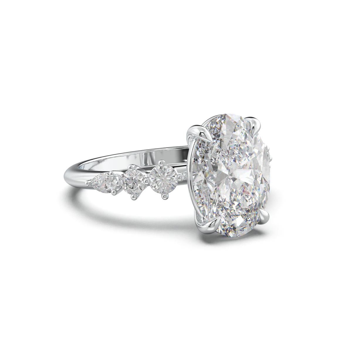 Oval Pear-Accent Engagement Ring