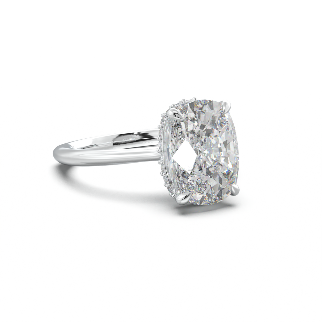 Cushion Hidden Halo Engagement Ring
