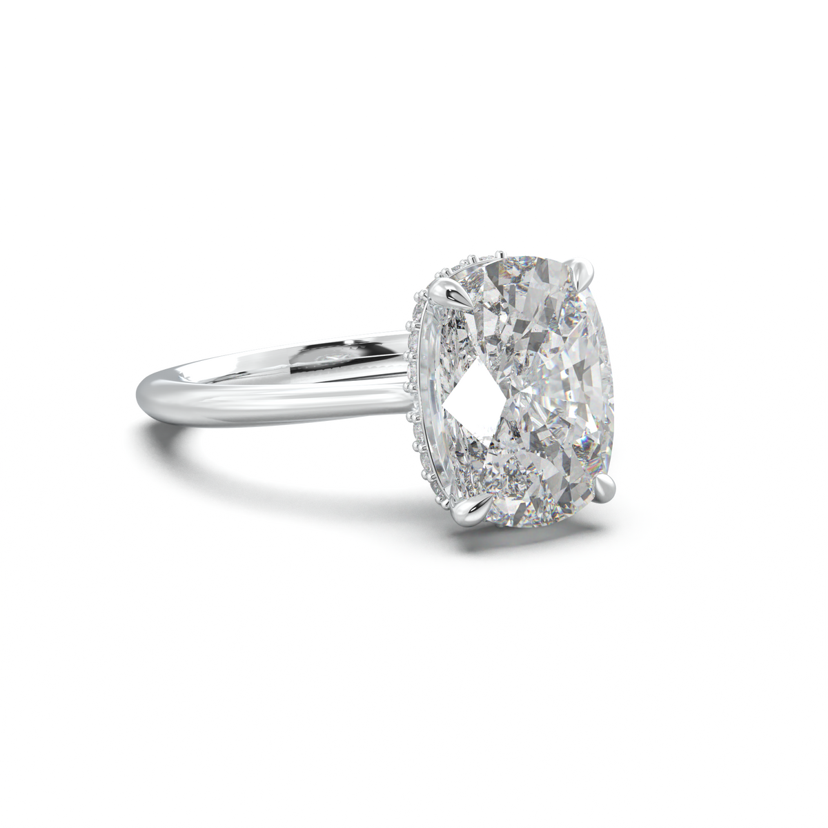 Cushion Hidden Halo Engagement Ring